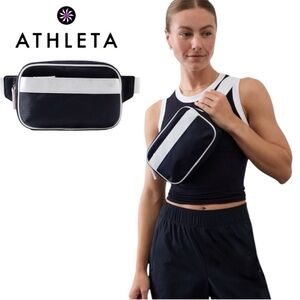Athleta All About Canvas Navy & White Belt Bag